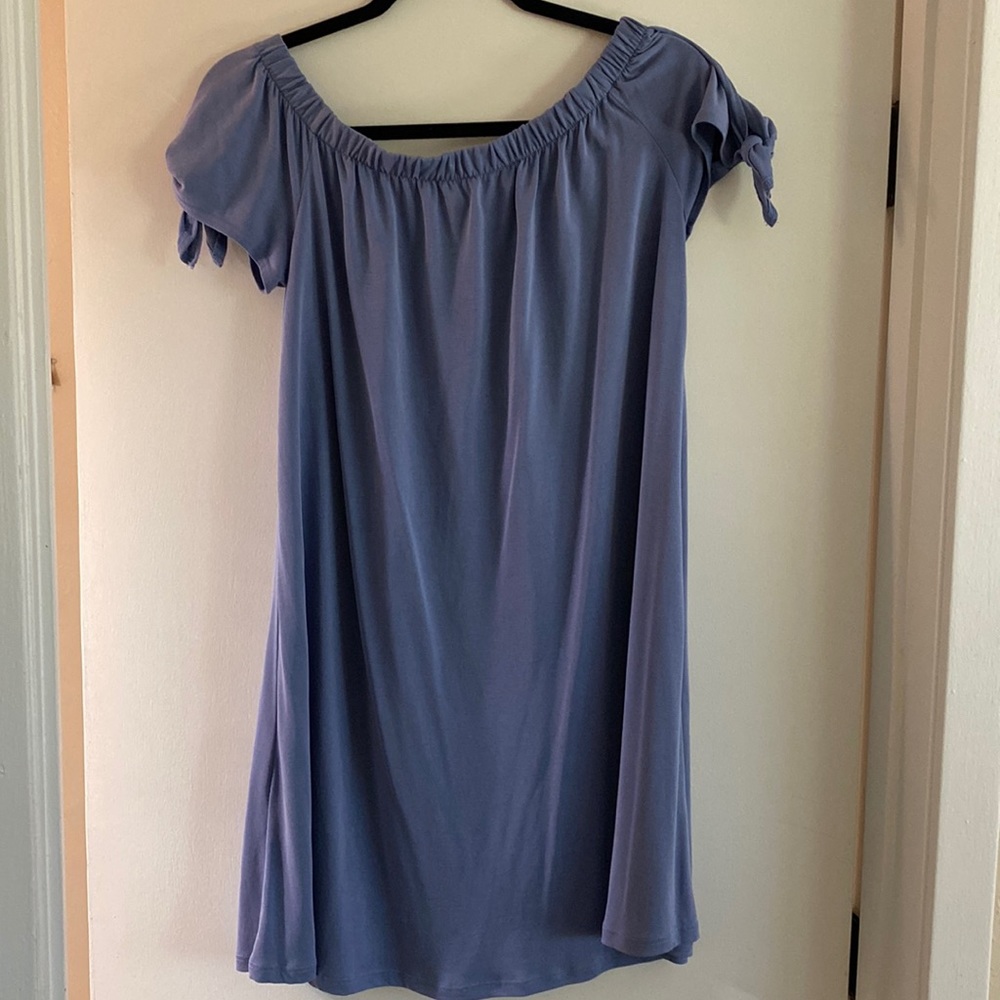 Light blue off the shoulder dress